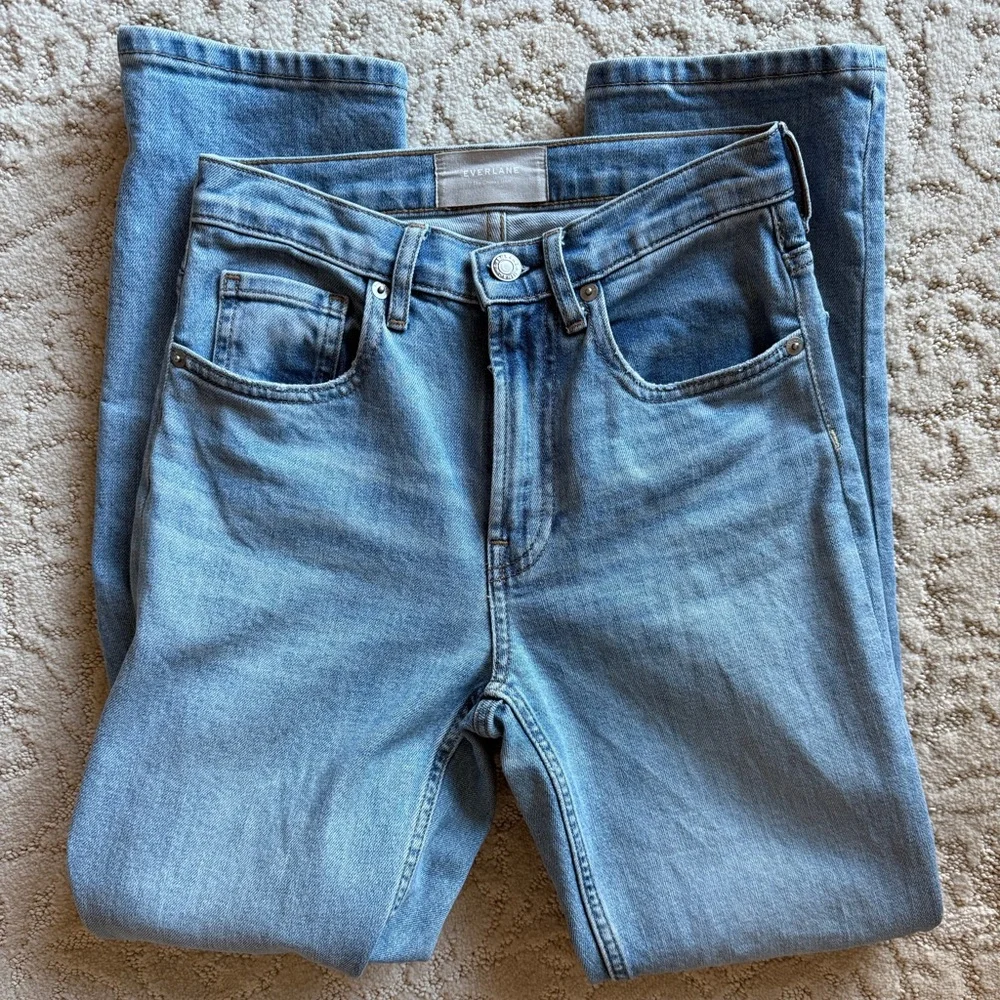 Everlane Women’s The Cheeky Jean Highrise Straightleg Size 24 Light Wash Jeans - Picture 1 of 11